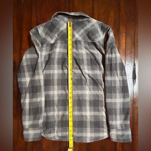 Prana Finnegan Top Shirt Womens Small Gray Shacket Snap Button Jacket Flannel - Picture 7 of 8